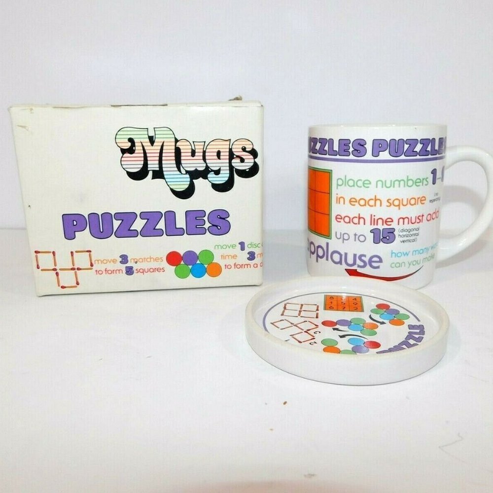 Applause MUGS AT PLAY Brain Puzzle Coffee Tea Mug VTG 1985